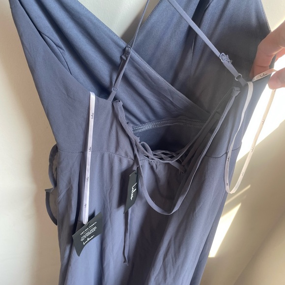 Lulu’s NWT Lace Up High Low Maxi Dress Granite Blue Dress Formal Medium J - Picture 8 of 8